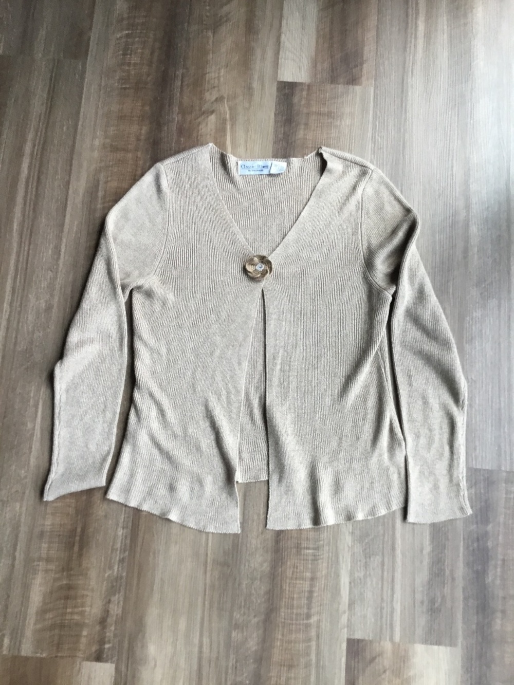 Vintage Classic Blues By Wrangler Tan Beige Embroidered Daisy Cardigan Sweater